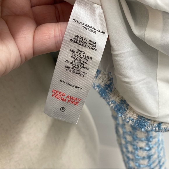 Jason Wu Blue Cropped Boucle Tweed Checkered Jacket Size 4 - Picture 4 of 5